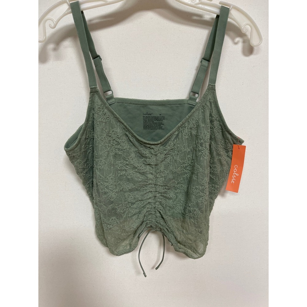 Colsie Sage Green Lace Cinched Front Cami Top Plus Size 3X NWT